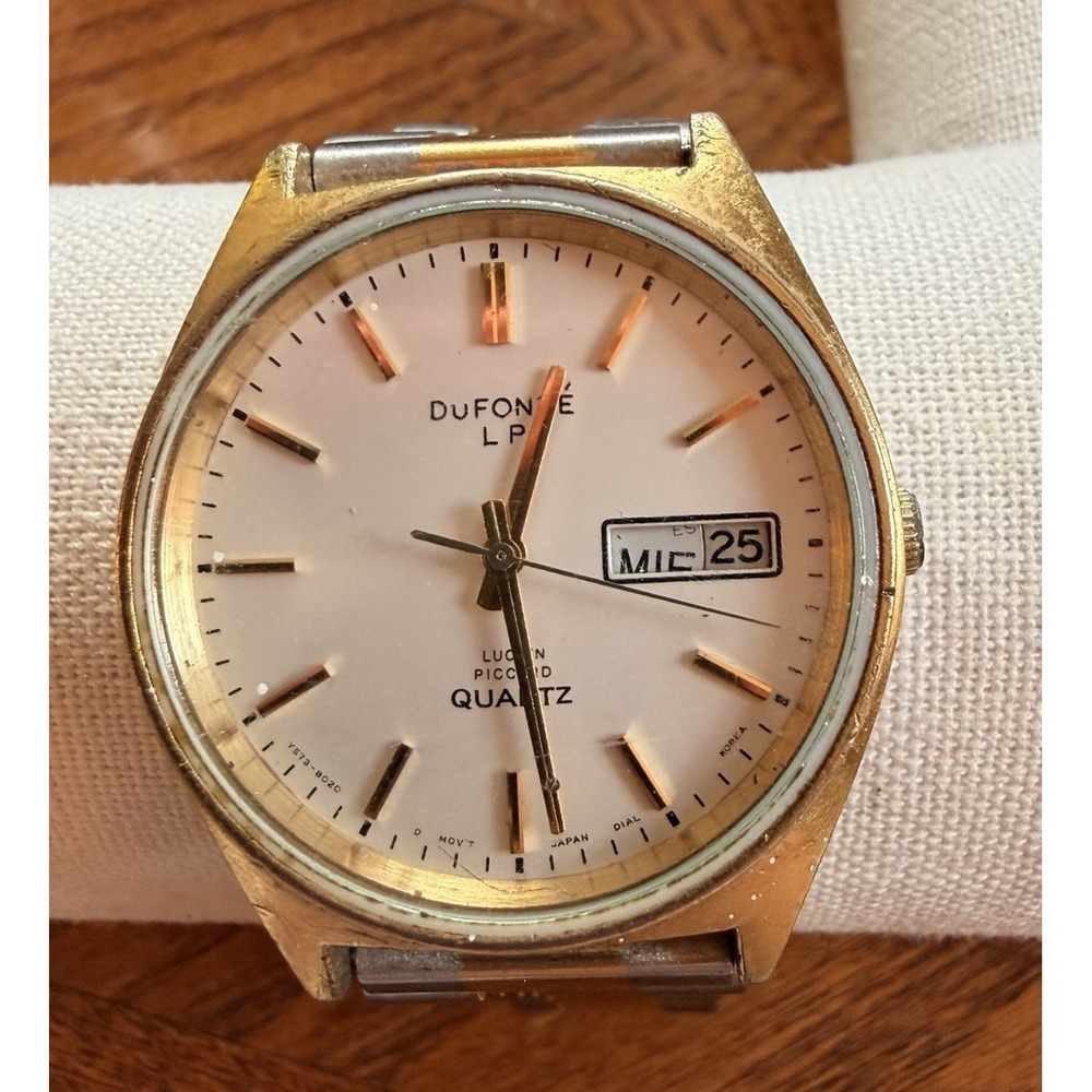 Dufonte Lucien Piccard Y573-8020 Day Date Quartz Men's Two Tone Watch, Works